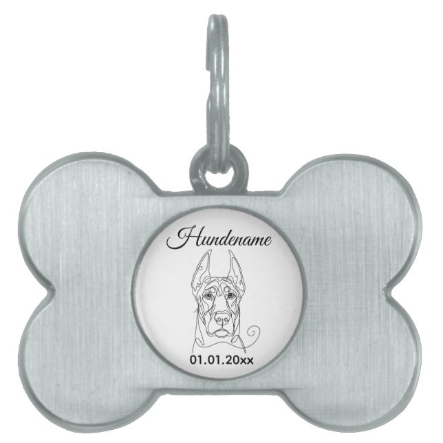 Dobermann Pinscher Line Art Personalized Tag ID-bricka Husdjur (Framsidan)