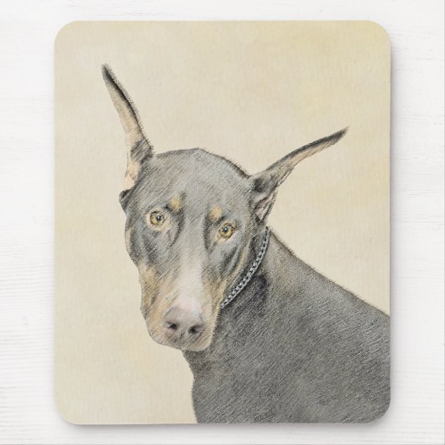 Dobermann Pinscher-målning - Original konst med hu Musmatta (Framsidan)