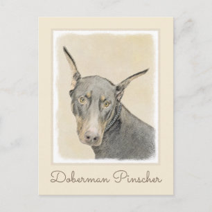 Dobermann Pinscher-målning - Original konst med hu Vykort
