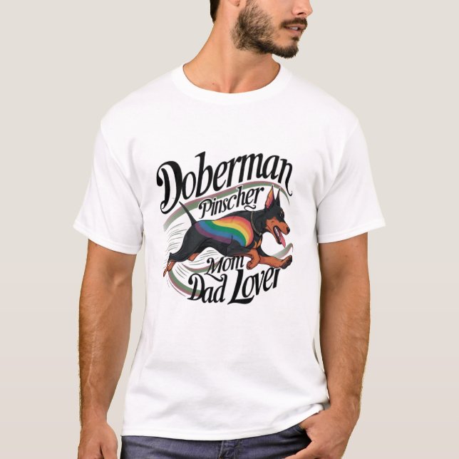 Dobermann Pinscher Mamma Pappa Älskare T Shirt (Framsida)