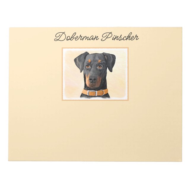 Dobermann Pinscher Oklippt Målning Original Konst Anteckningsblock (Framsida)
