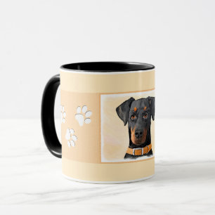 Dobermann Pinscher Oklippt Målning Original Konst Mugg