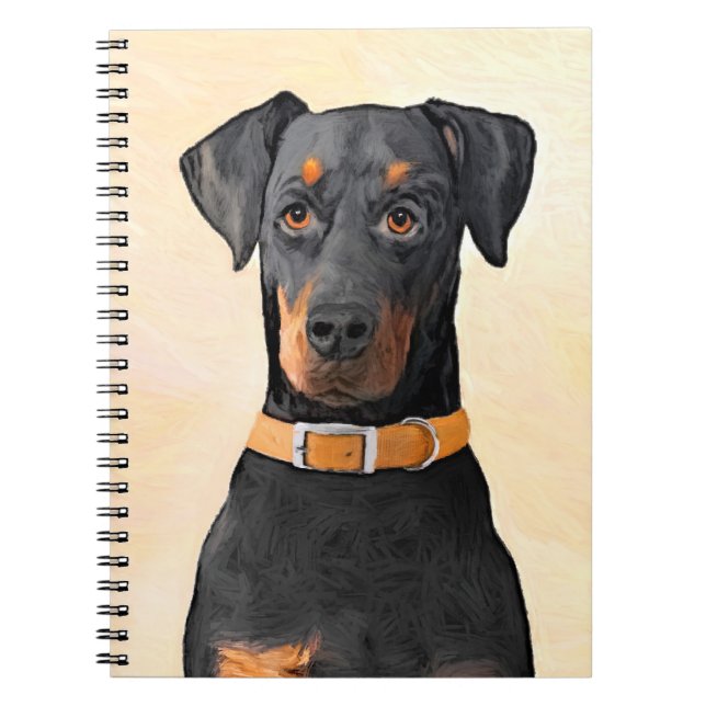 Dobermann Pinscher Okuppad Målning Original Konst Anteckningsbok (Framsidan)