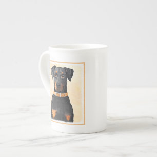 Dobermann Pinscher Okuppad Målning Original Konst Benporslin Mugg