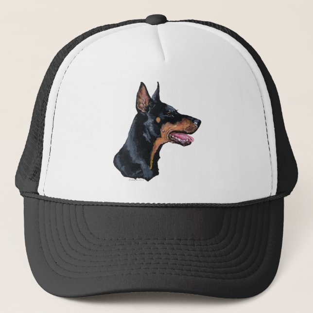 Dobermann Pinscher-profil Truckerkeps (Framsida)