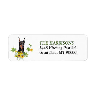 Dobermann Pinscher Solkrans Returadress Etikett