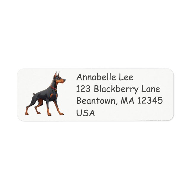 Dobermann Returadress Etikett (Framsidan)