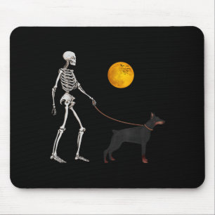 Dobermann Skelett Hund Promenad Halloween Kostym Musmatta