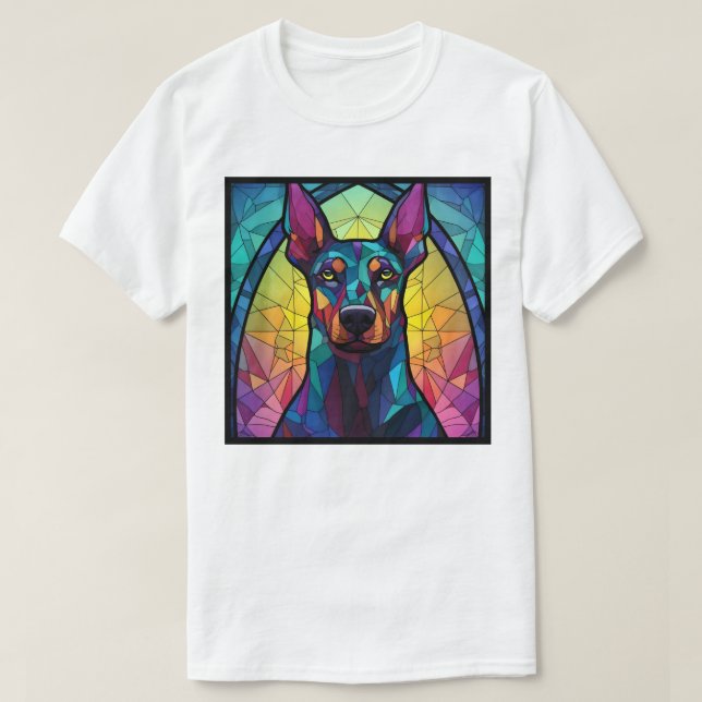 Dobermann Stained Glass Konst T Shirt (Design framsida)