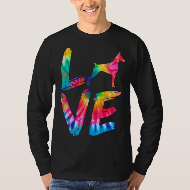 Dobermann Tie Dye Kärlek Hund Mamma Pappa T Shirt (Framsida)