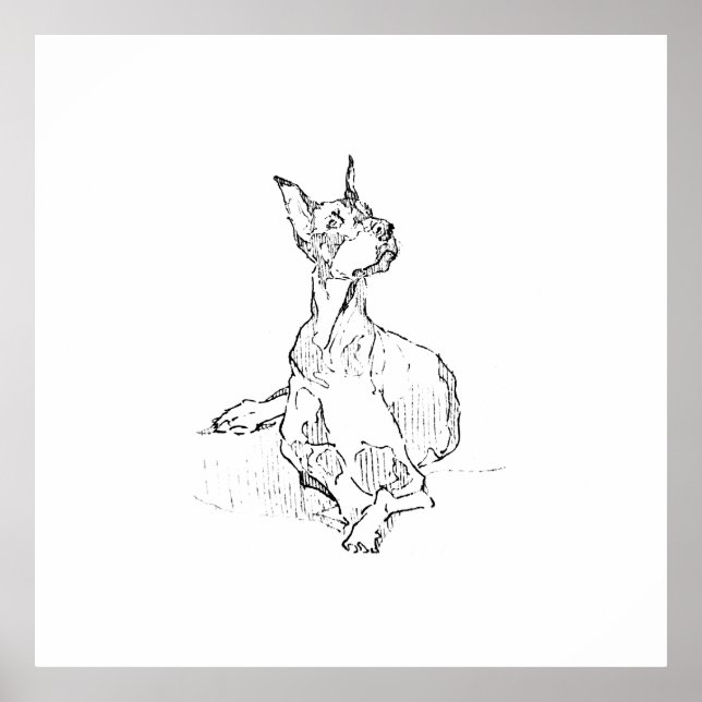 Dobermann väggkonst – minimalistisk hund linjekons (Framsidan)