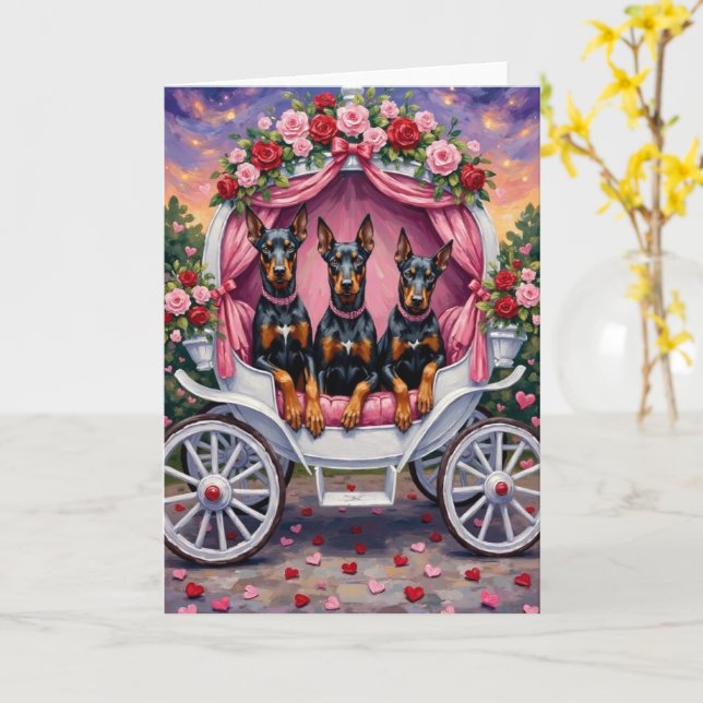 Dobermann-valentines  kort (Gul blomma)