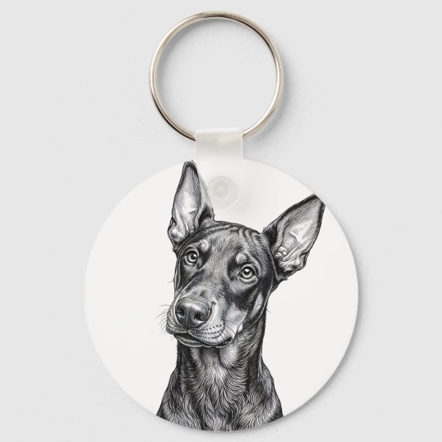 Dobermann Valnynckel Clipart Nyckelring (Framsida)