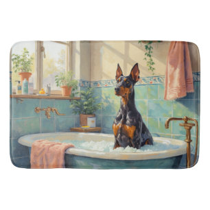 Dobermannens badtid Stilfullt badrumsdekor Badrumsmatta