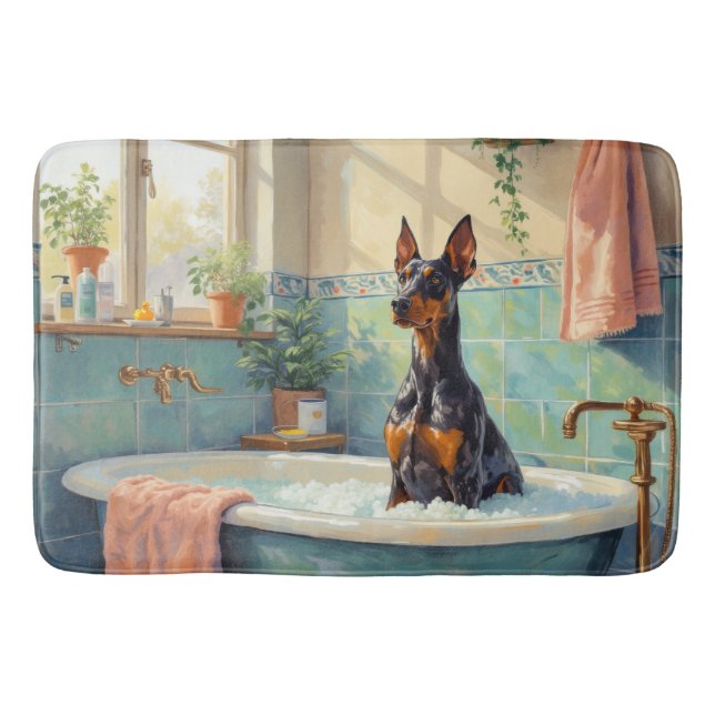 Dobermannens badtid Stilfullt badrumsdekor Badrumsmatta (Framsidan)