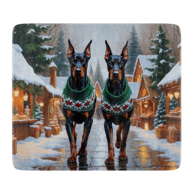 Dobermannhundar jul snö semester  (Framsidan)