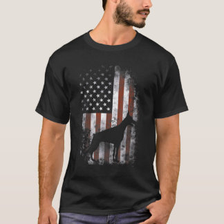Dobermannpinscher Amerikansk flagga Patriotisk T Shirt