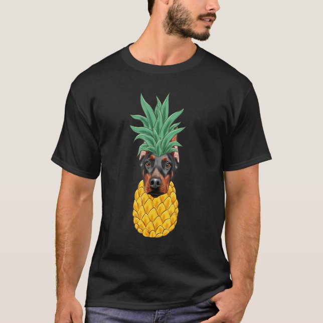 Dobermannpinscher Ananas Hund T Shirt (Framsida)