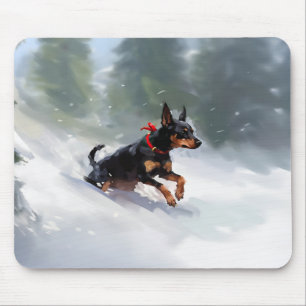 Dobermannpinscher jul snö vinter musmatta