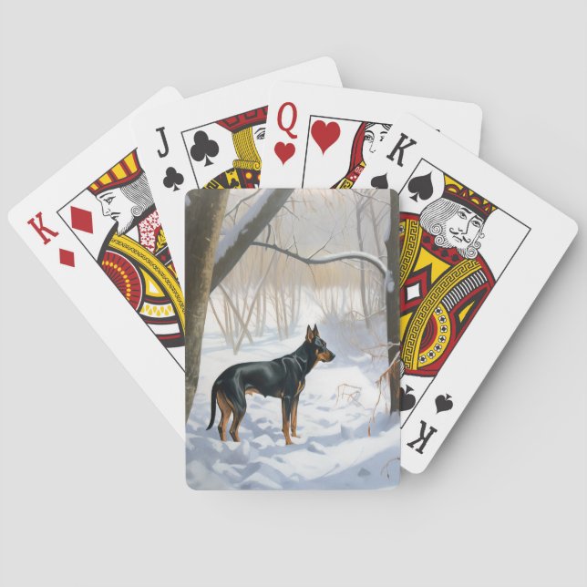 Dobermannpinscher Låt det snöa jul Casinokort (Baksidan)