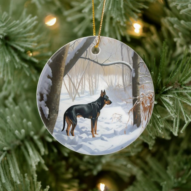 Dobermannpinscher Låt det snöa jul Julgransprydnad Keramik (Träd)