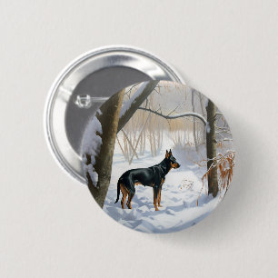 Dobermannpinscher Låt det snöa jul Knapp