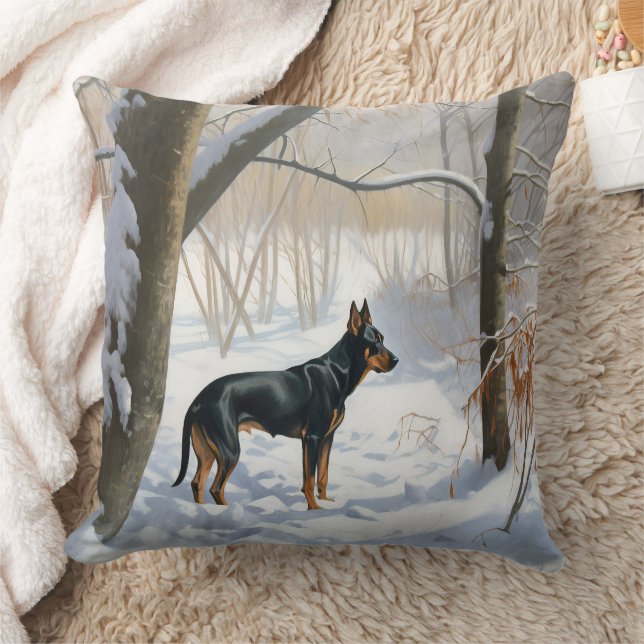 Dobermannpinscher Låt det snöa jul Kudde (Filt)