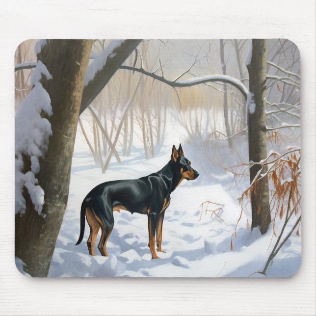 Dobermannpinscher Låt det snöa jul Musmatta (Framsidan)