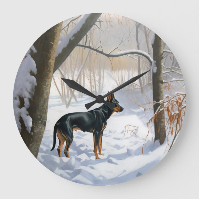 Dobermannpinscher Låt det snöa jul Stor Klocka (Framsida)