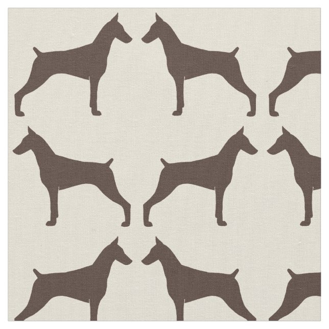 Dobermannpinscher | Mönster med hundsilhuetter Tyg (Närbild)
