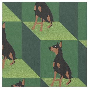 DobermanPinscher på gröna kuber Tyg
