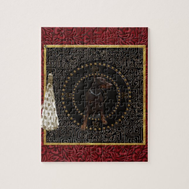 DobermanPinscher, rundaShape, hund i kines Pussel (Vertikal)