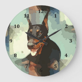 DobermanPinscherporträtt Stor Klocka