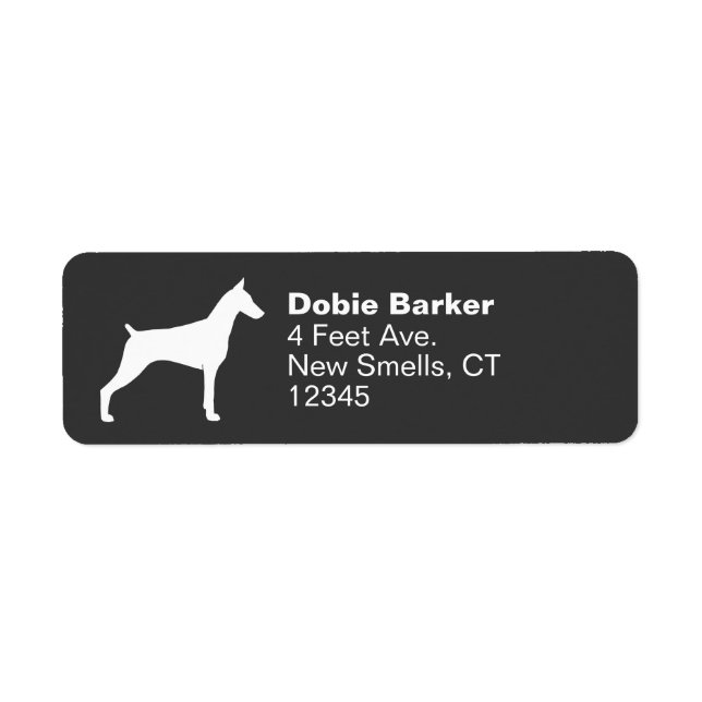 DobermanPinscherSilhouette Returadress Etikett (Framsidan)