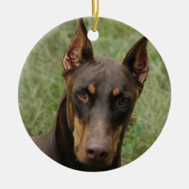 Dobermans Julgransprydnad Keramik (Framsidan)