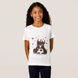 Dobermans with soccer ball for Valentine's Day T Shirt