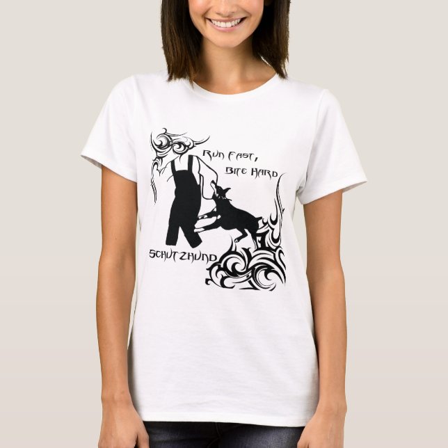 Dobermanspringan fastar t-shirt (Framsida)