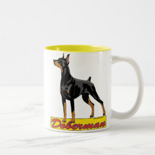 Dobermansvart och rött Två-Tonad mugg