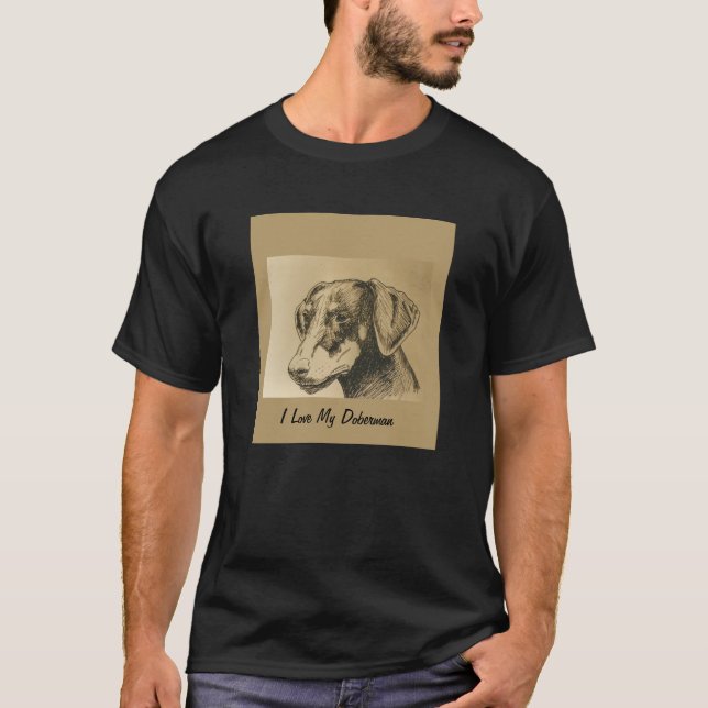 Dobermanutslagsplatsskjorta på svart tee (Framsida)