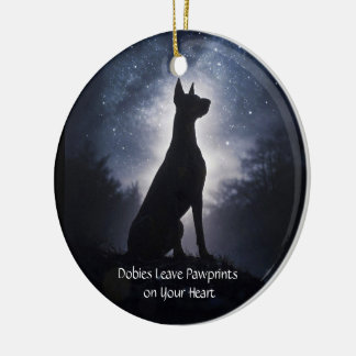 Dobie eller Dobermann Pinscher julfirande Julgransprydnad Keramik