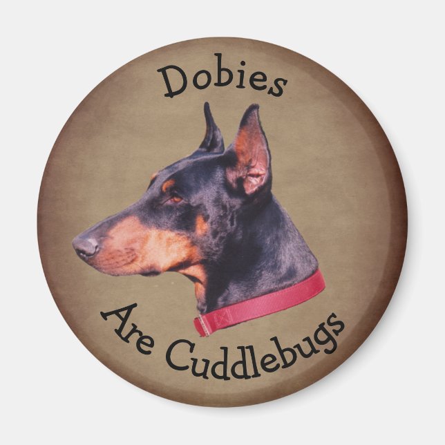 Dobies Är Knytningsbugs Dobermann Pinscher Magnet (Framsidan)