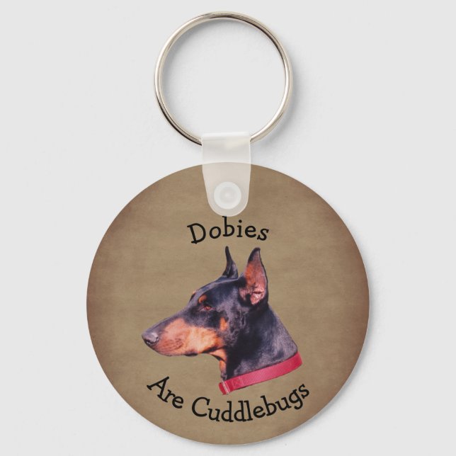 Dobies Är Kuddklappar Dobermann Pinscher Nyckelring (Framsida)