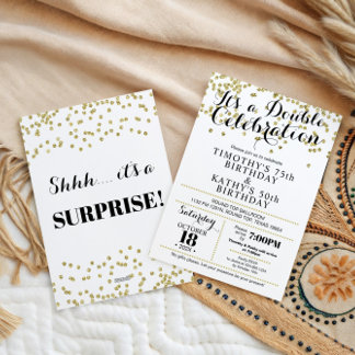 Doble Celebration Confetti Faux Gold Invitation Inbjudningar