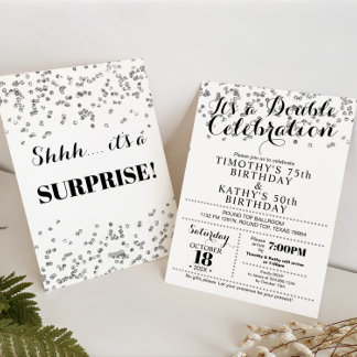 Doble Celebration Confetti Faux Silver Invitation Inbjudningar