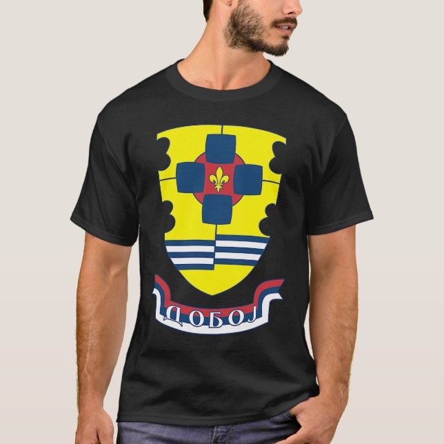 Doboj Grb Republika Srpska RS Srpska Zastava Trobo T Shirt (Framsida)