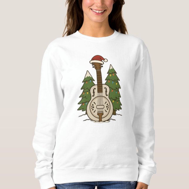 Dobro Christmas – Festive Guitar Holiday Design T Shirt (Framsida)