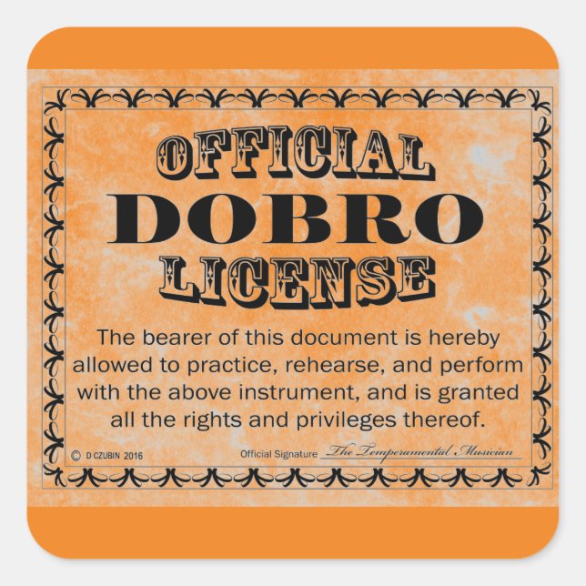 Dobro License Square Sticker Fyrkantigt Klistermärke (Framsida)