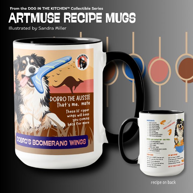 DOBRO'S BOOMERANG VINGAR AUSSIE KONSTMUSEUM RECEPT MUGG (Skapare uppladdad)