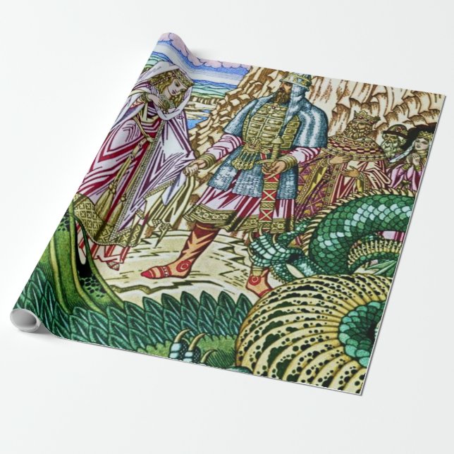 "Dobrynya Nikitich räddingar Zabava" av Ivan Bilib Presentpapper (Utrullad)