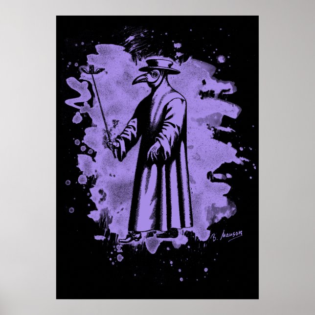 Doc beak - Plague doctor – bleached violet Poster (Framsidan)